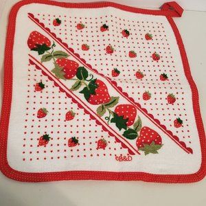 Vintage Strawberry Kitchen Hand Towel 12" x 12"